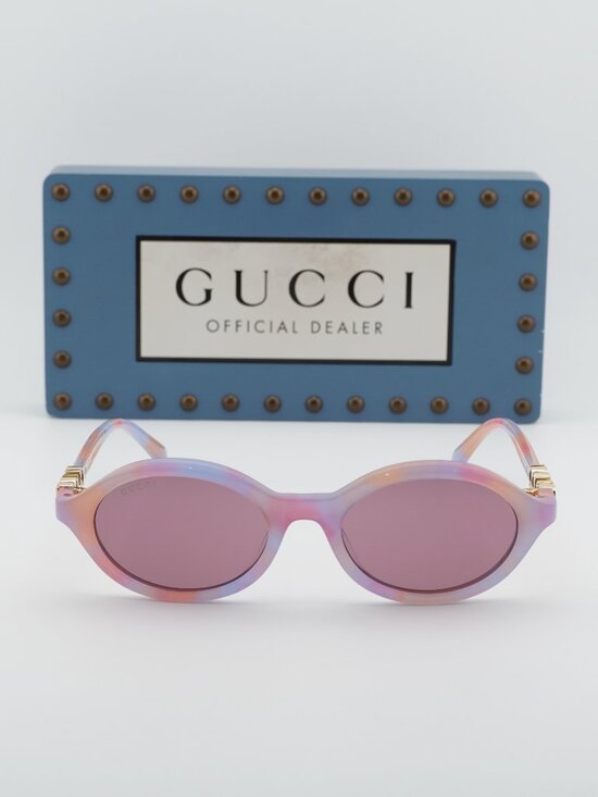 Gucci GG2153S 005 Oval Sunglasses – Pink Havana / Violet main image 11
